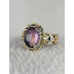 Sterling Silver NH michael valitutti gold Rutilated Amethyst Ring sz 8.25